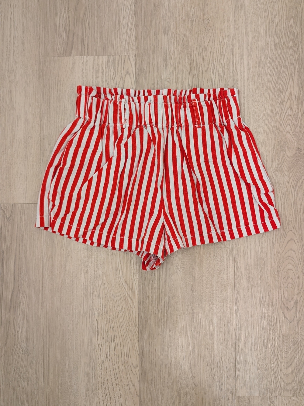 Red and White Striped Mini Shorts